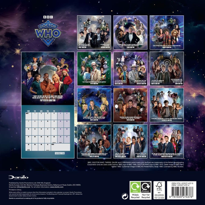 Doctor Who Classic Edition Square 2026 Calendar