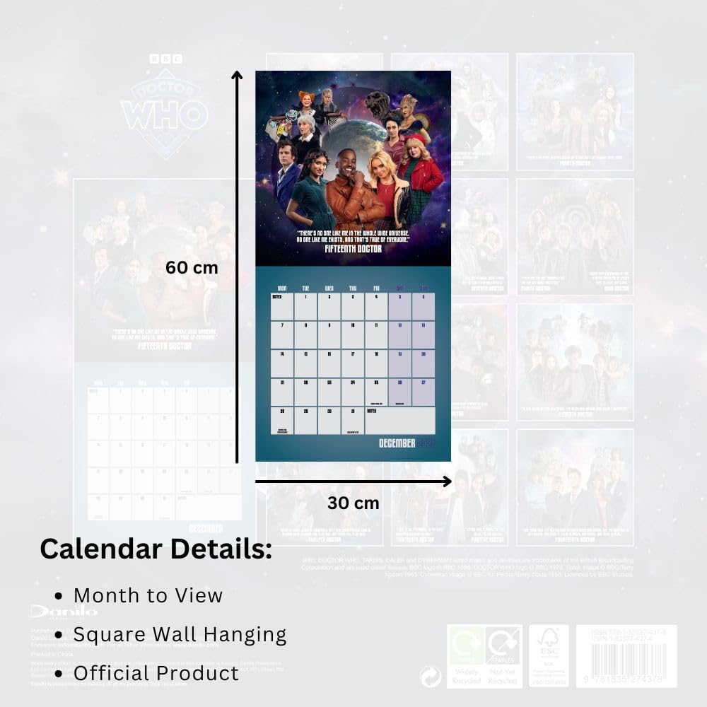 Doctor Who Classic Edition Square 2026 Calendar