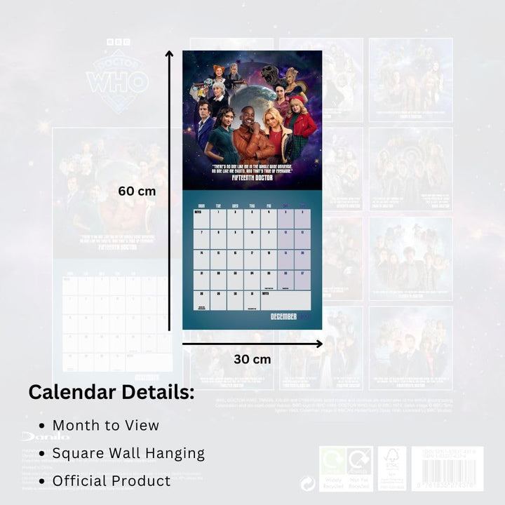 Doctor Who Classic Edition Square 2026 Calendar
