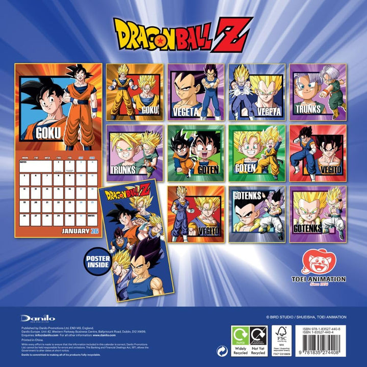 Dragon Ball Z Square 2026 Calendar