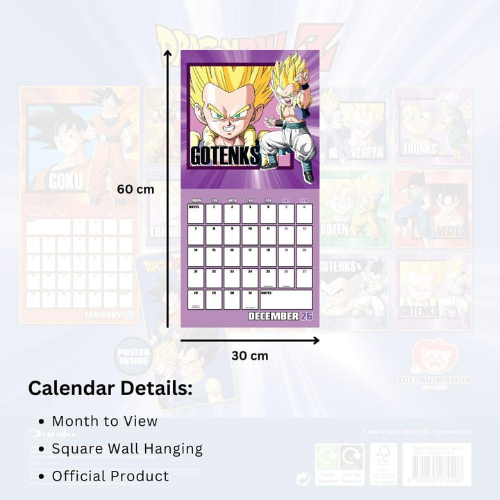 Dragon Ball Z Square 2026 Calendar