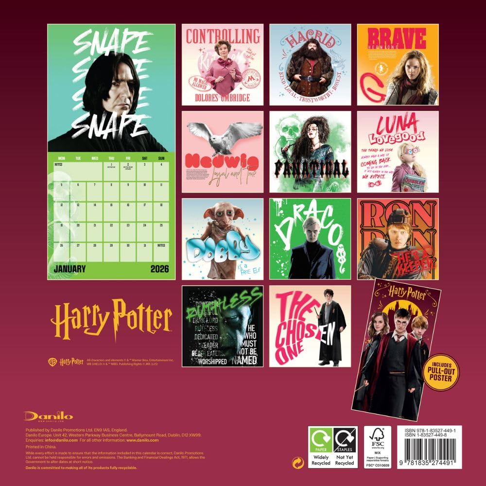 Harry Potter Square 2026 Calendar
