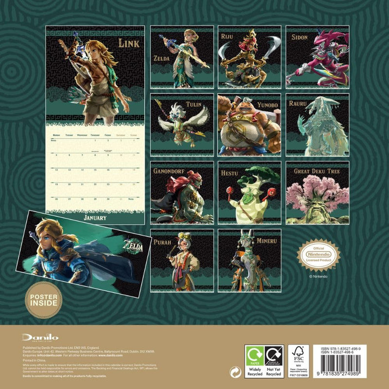 The Legend Of Zelda Square 2026 Calendar, close-up detail