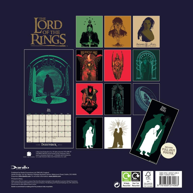 The Lord Of The Rings Square 2026 Calendar, close-up detail