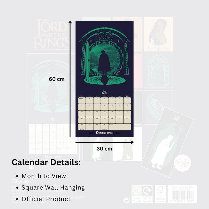 The Lord Of The Rings Square 2026 Calendar, rear view