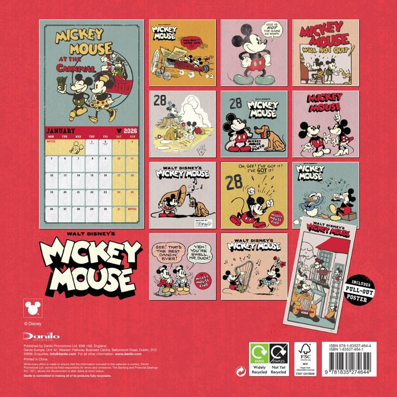 Mickey Mouse Classic Square 2026 Calendar, close-up detail