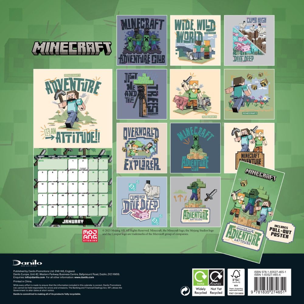 Minecraft Square 2026 Calendar