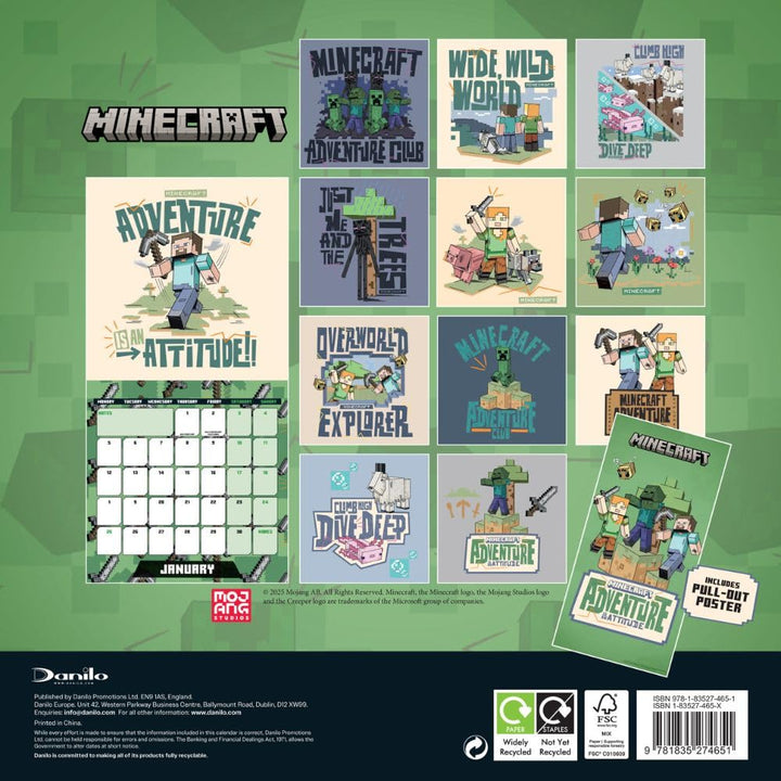 Minecraft Square 2026 Calendar