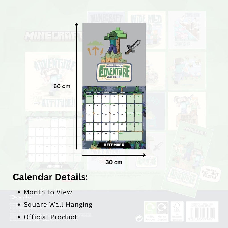 Minecraft Square 2026 Calendar
