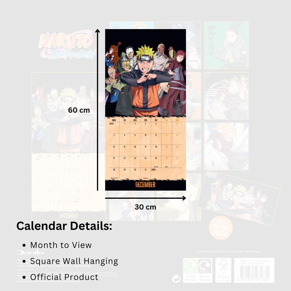 Naruto Shippuden Square 2026 Calendar Infinity TM 07028 Naruto Shippuden Square Calendar 2026 4 