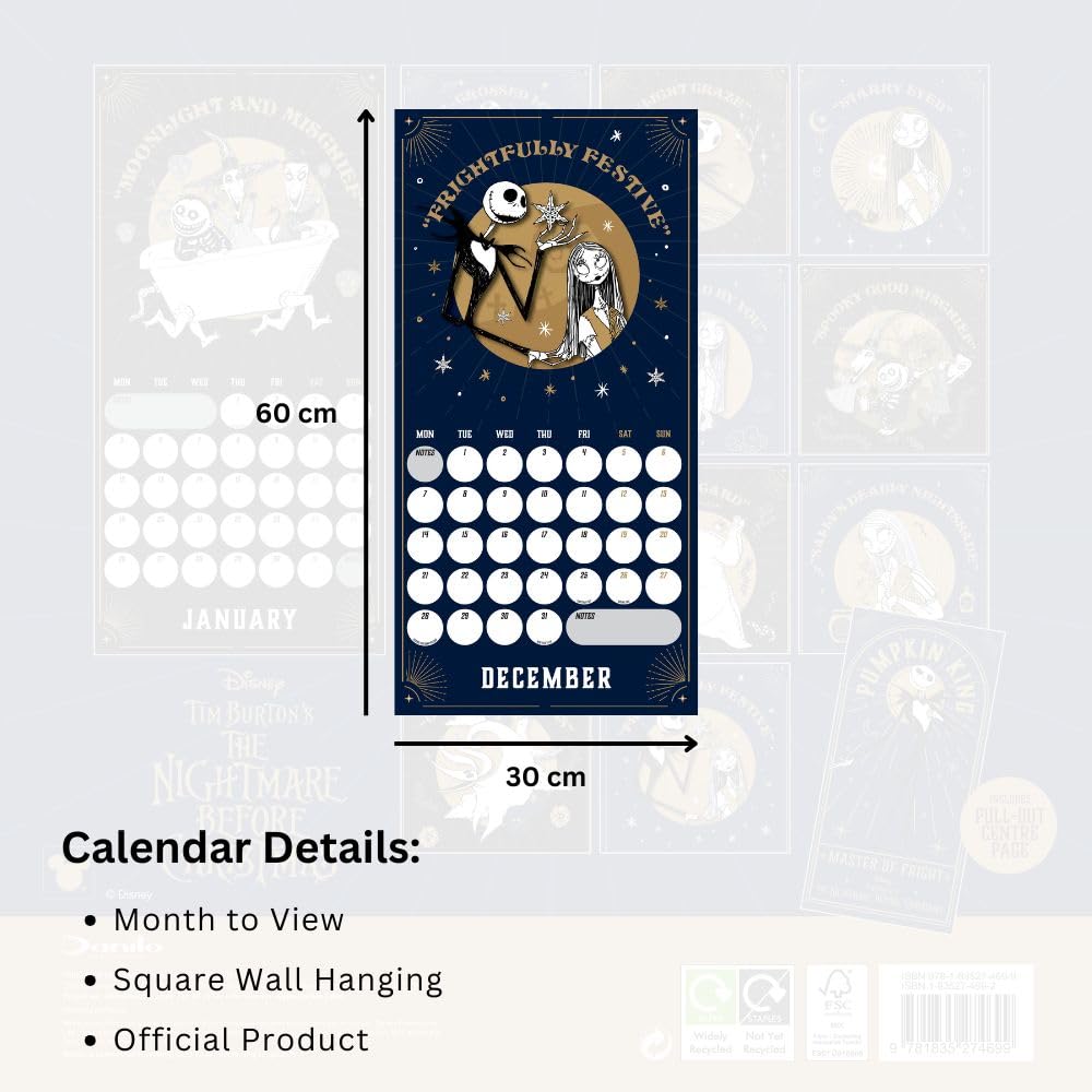 The Nightmare Before Christmas Square 2026 Calendar