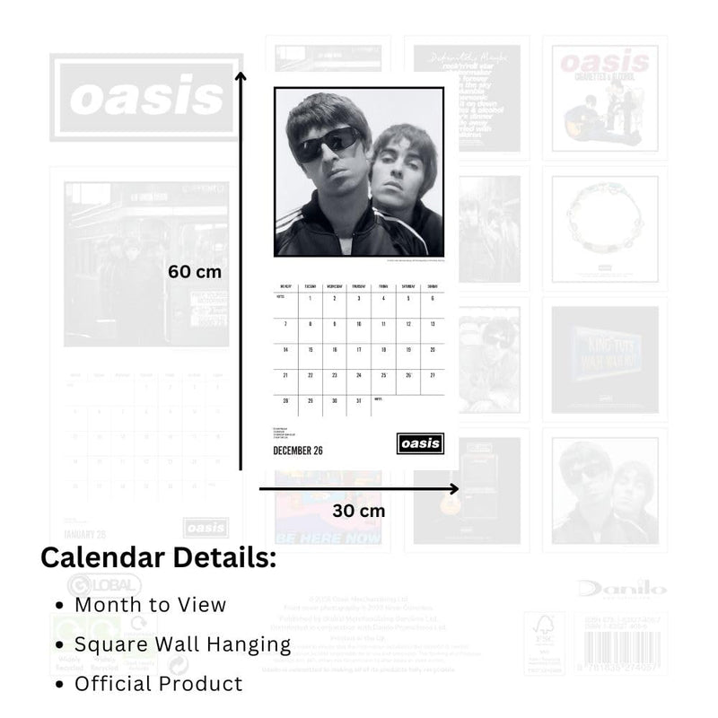 Oasis Square 2026 Calendar, close-up detail