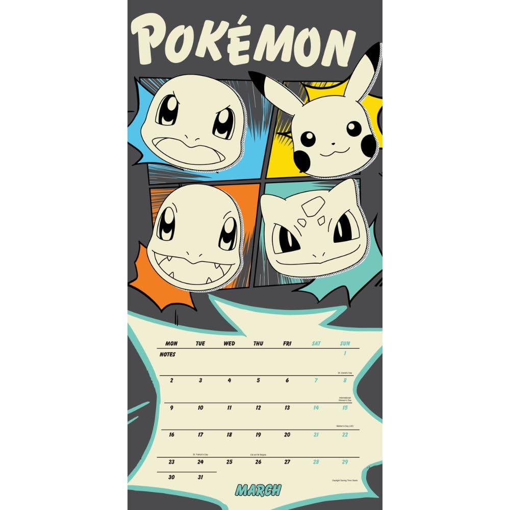 Pokemon Square 2026 Calendar