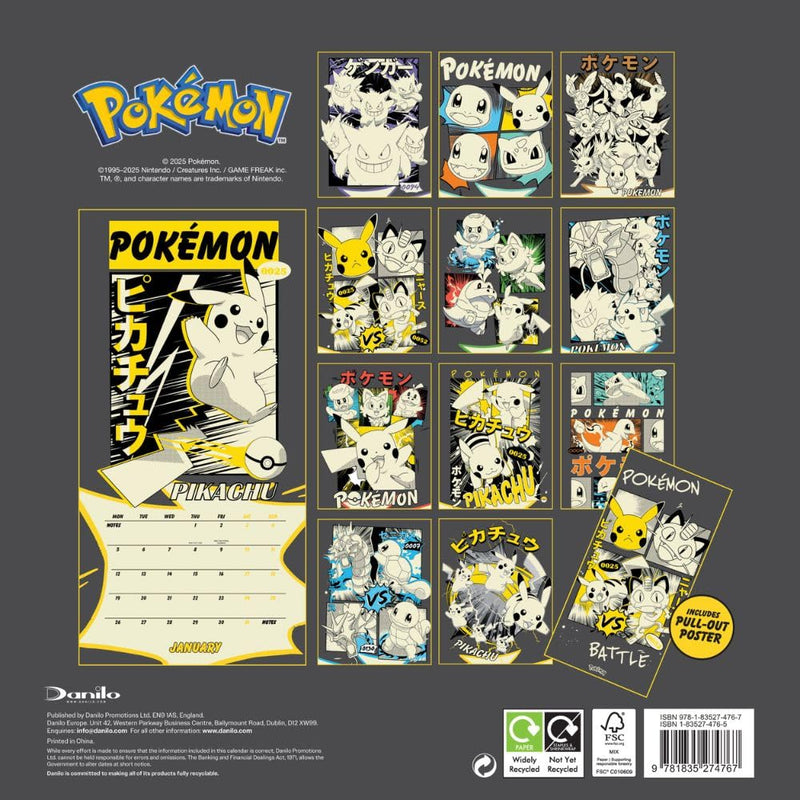 Pokemon Square 2026 Calendar, close-up detail