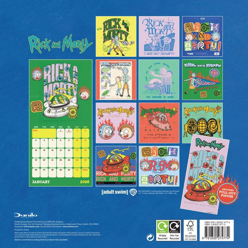 Rick And Morty Square 2026 Calendar, close-up detail