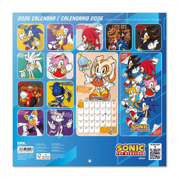 Sonic The Hedgehog Square 2026 Calendar
