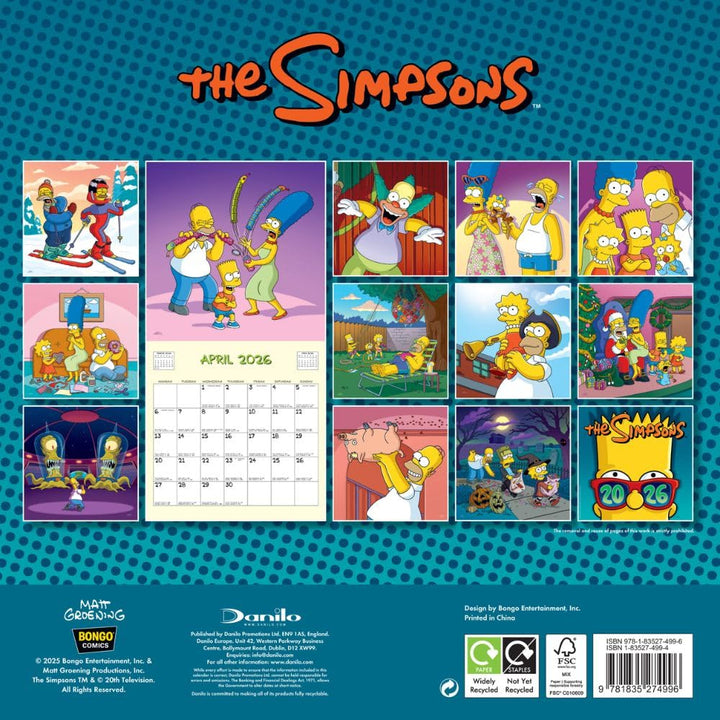 The Simpsons Square 2026 Calendar