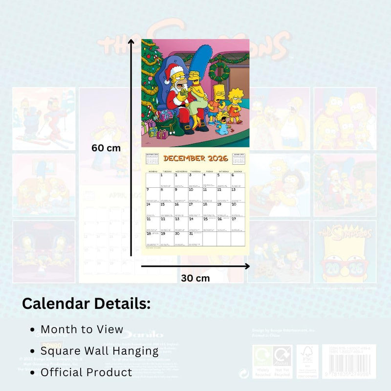 The Simpsons Square 2026 Calendar, rear view