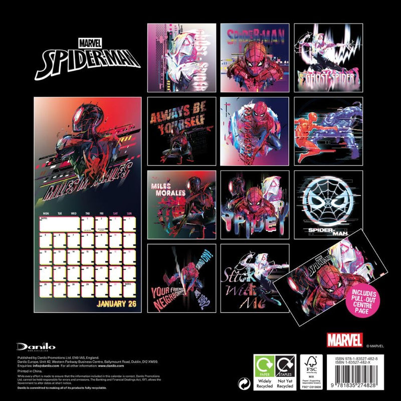 Spider-Man Square 2026 Calendar, close-up detail