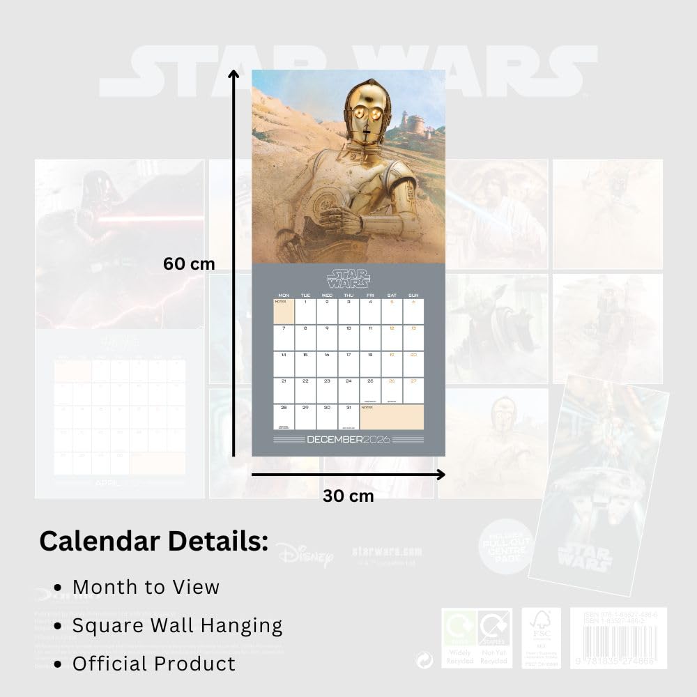 Star Wars Square 2026 Calendar