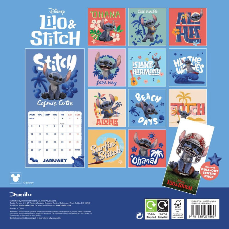 Lilo & Stitch Live Action Square 2026 Calendar, close-up detail