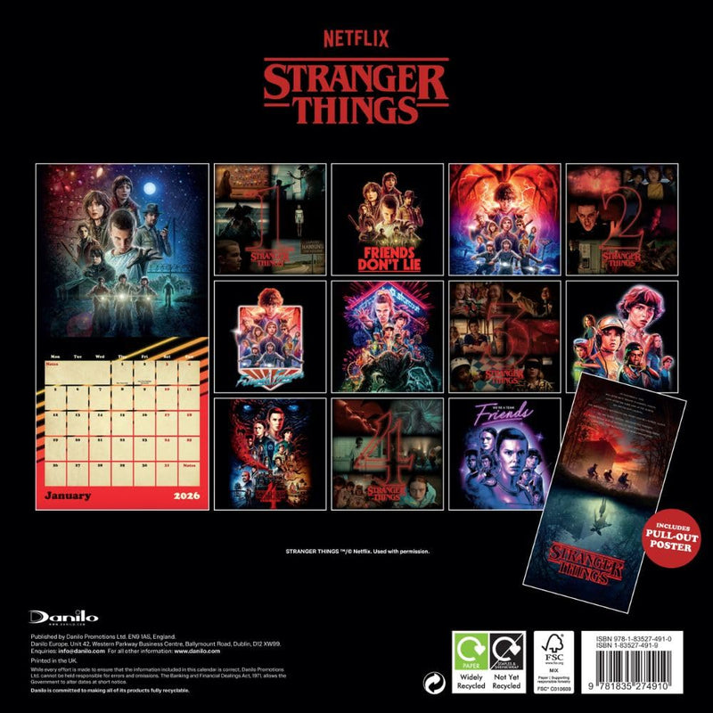 Stranger Things Square 2026 Calendar, close-up detail
