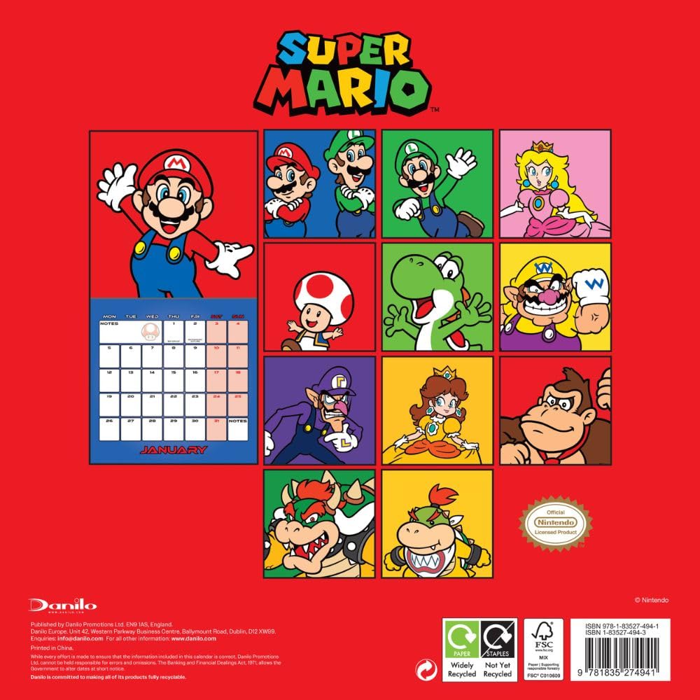 Super Mario Square 2026 Calendar