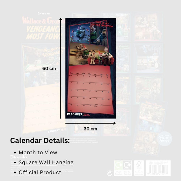 Wallace & Gromit Square 2026 Calendar