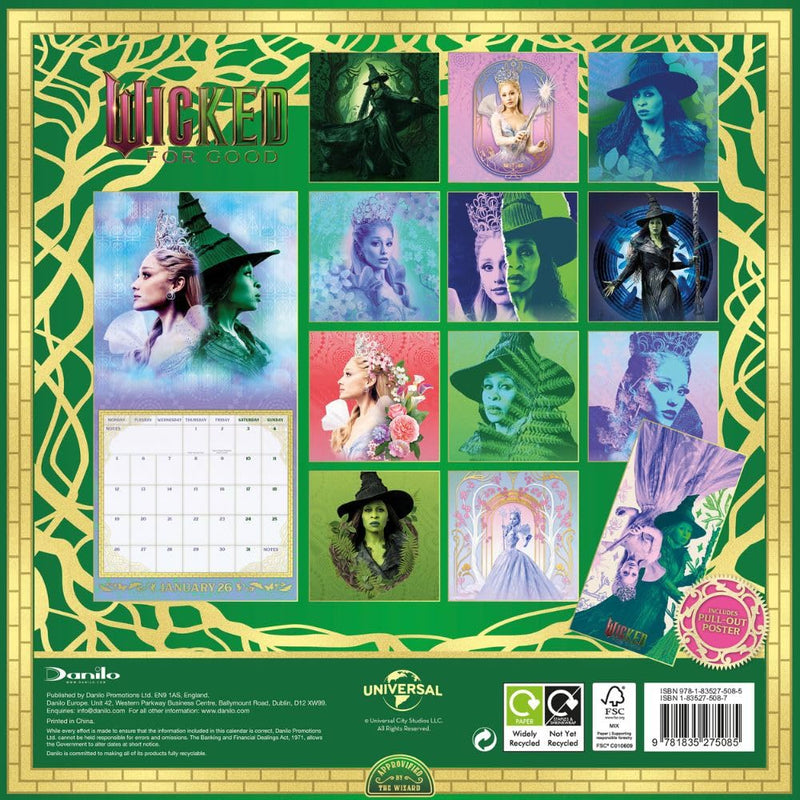 Wicked Square 2026 Calendar, close-up detail
