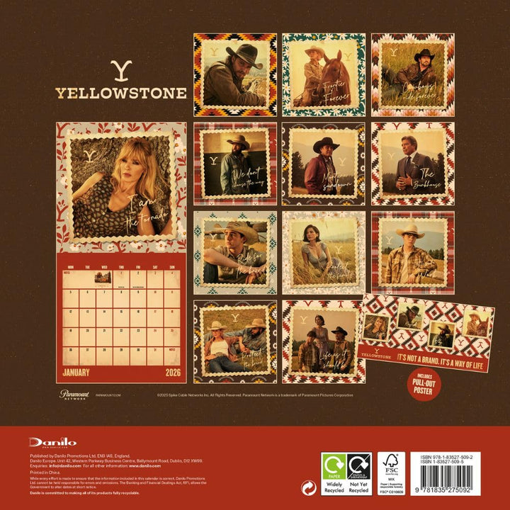 Yellowstone Square 2026 Calendar