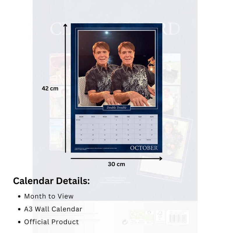 Cliff Richard A3 2026 Calendar, rear view
