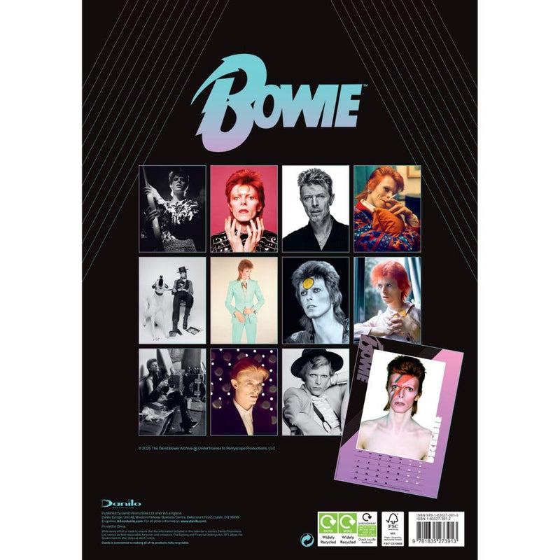 David Bowie A3 2026 Calendar, close-up detail