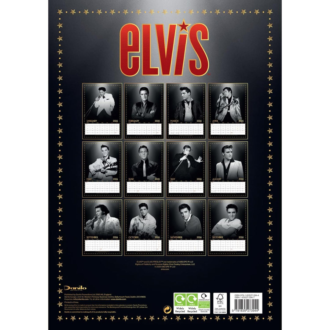 Elvis Presley A3 2026 Calendar