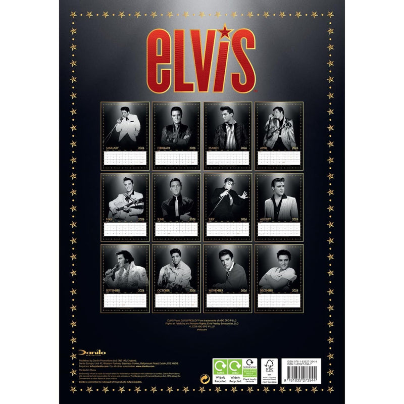 Elvis Presley A3 2026 Calendar, close-up detail