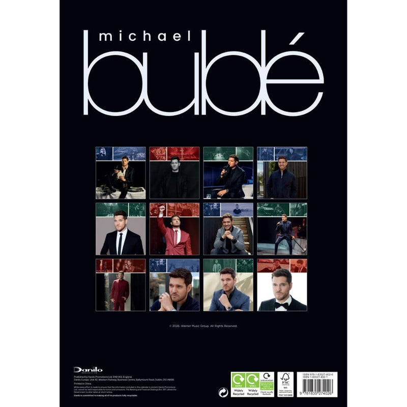 Michael Buble A3 2026 Calendar, close-up detail