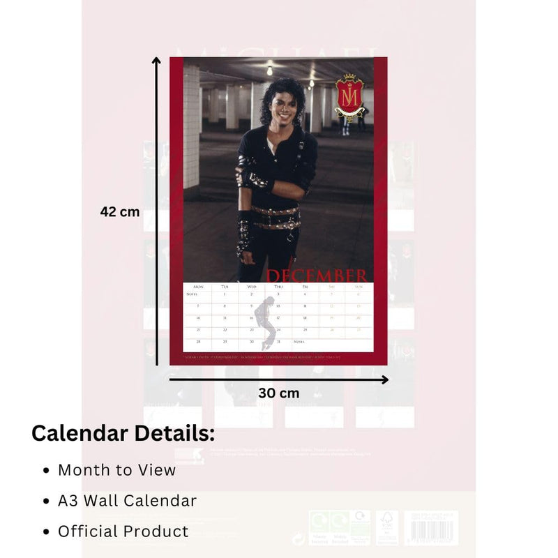 Michael Jackson A3 2026 Calendar, rear view