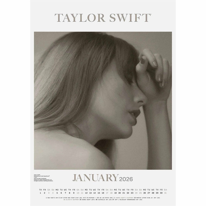 Taylor Swift A3 2026 Calendar, close-up detail