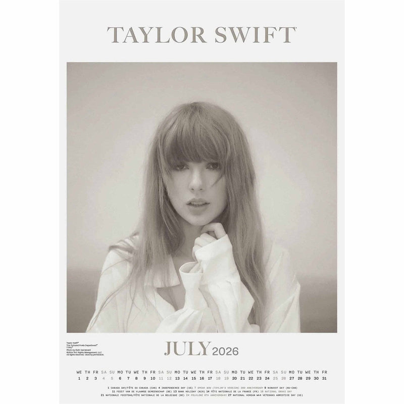 Taylor Swift A3 2026 Calendar, rear view