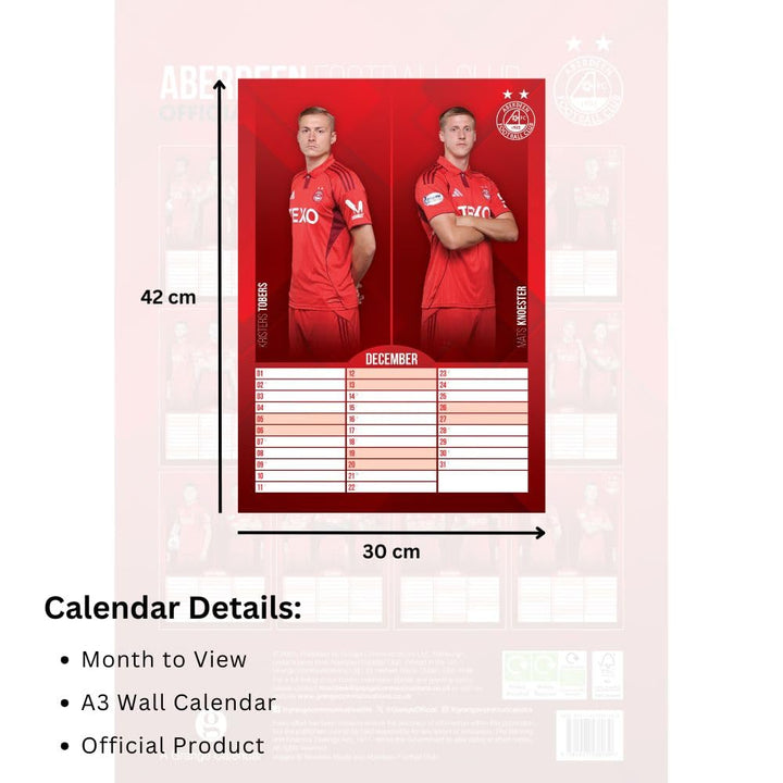 Aberdeen FC A3 Calendar 2026