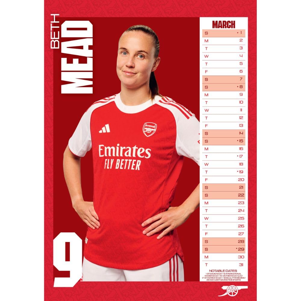 Arsenal WFC A3 2026 Calendar