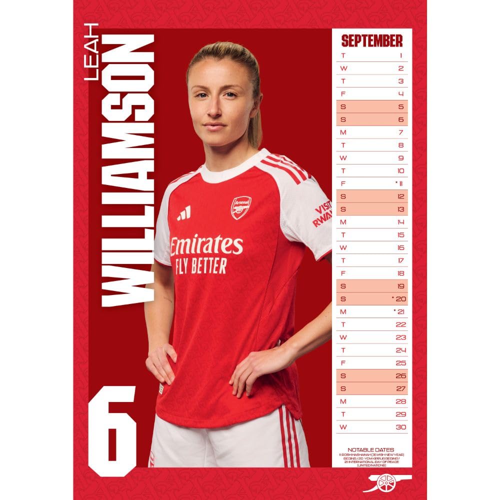 Arsenal WFC A3 2026 Calendar
