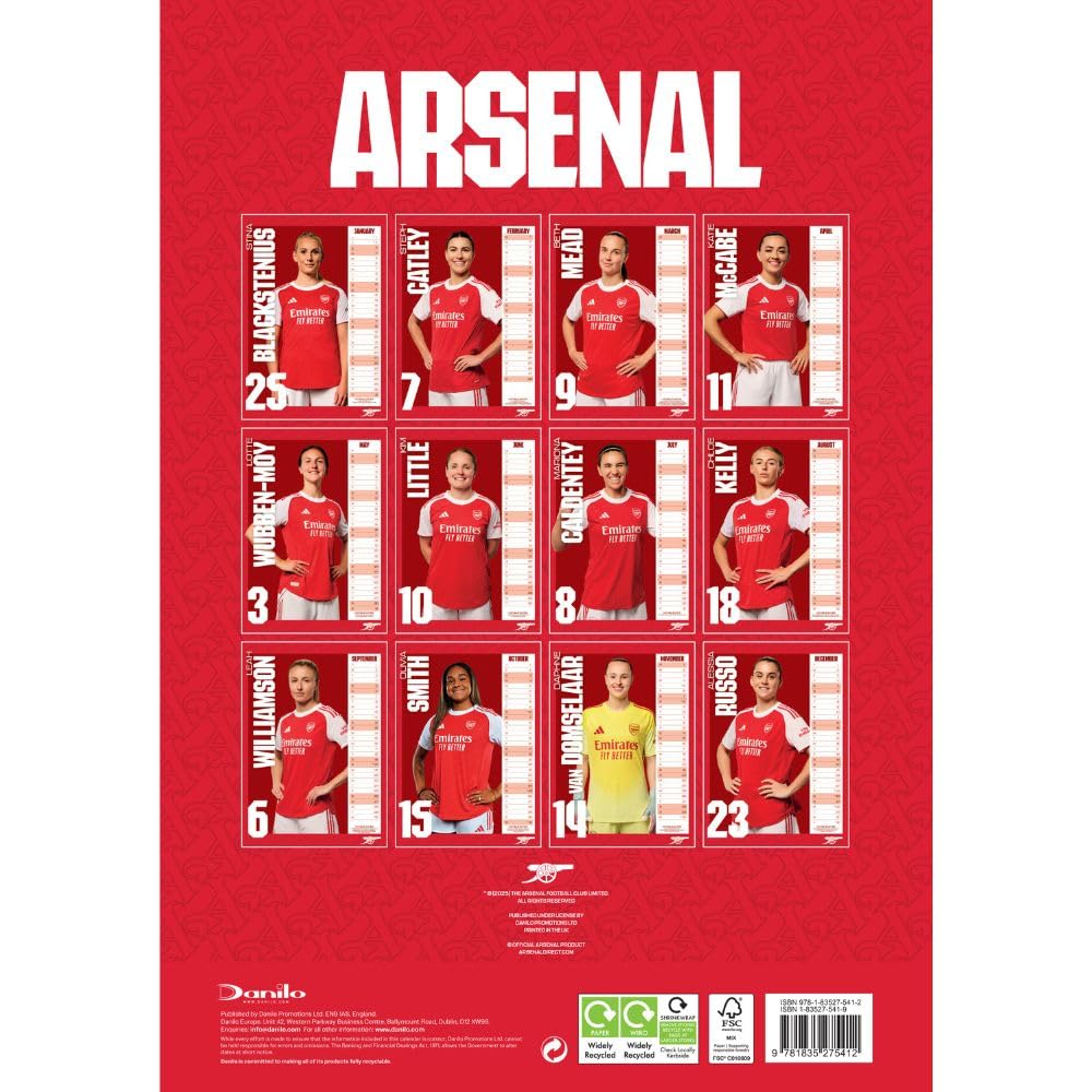 Arsenal WFC A3 2026 Calendar