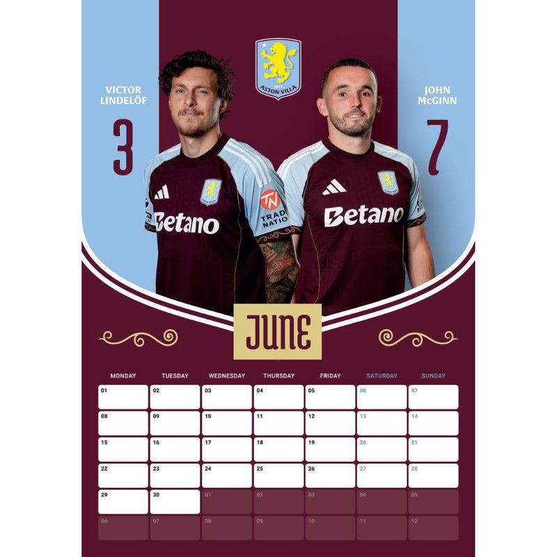 Aston Villa FC A3 2026 Calendar, alternate view