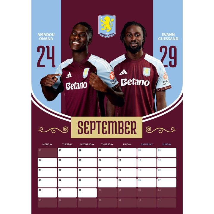 Aston Villa FC A3 2026 Calendar