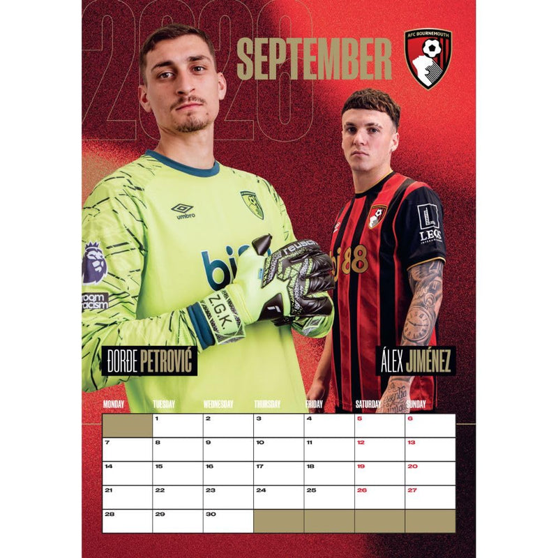 AFC Bournemouth A3 2026 Calendar, side angle