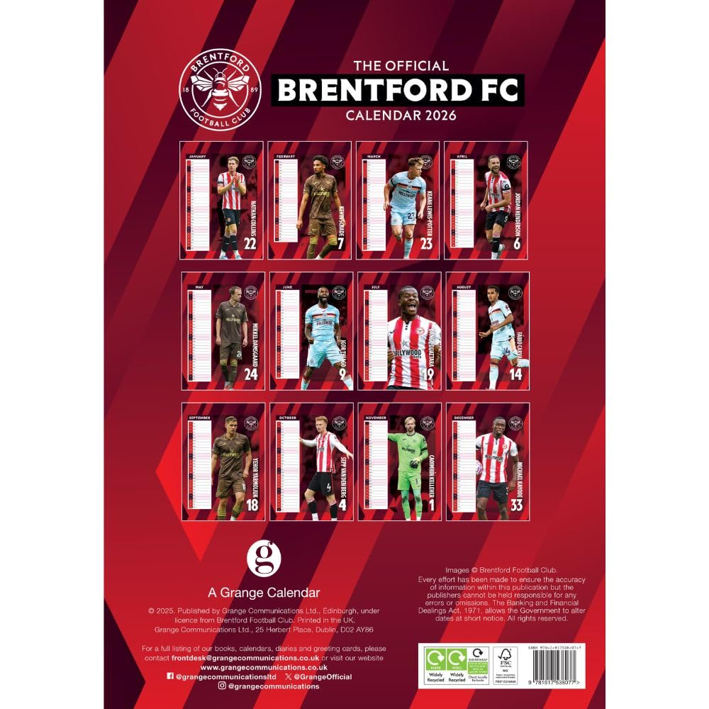 Brentford FC A3 2026 Calendar