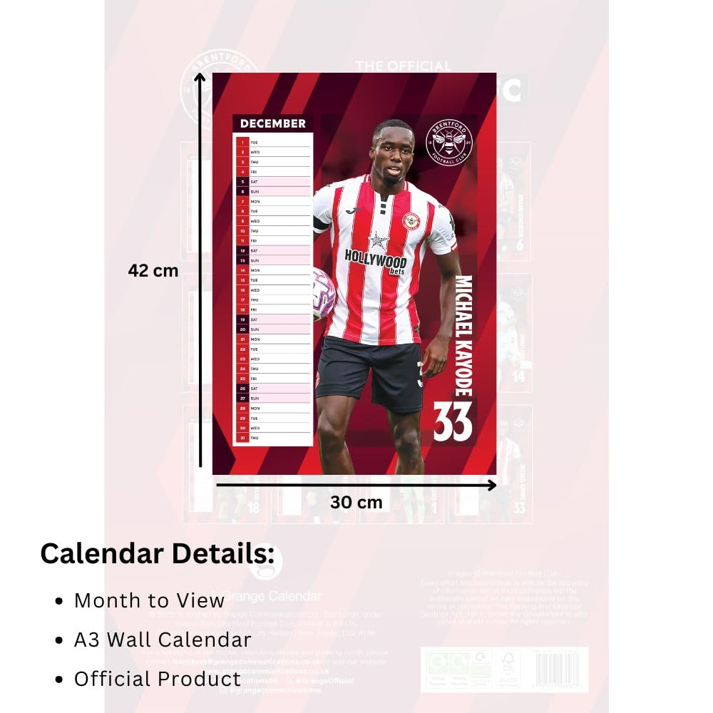 Brentford FC A3 2026 Calendar