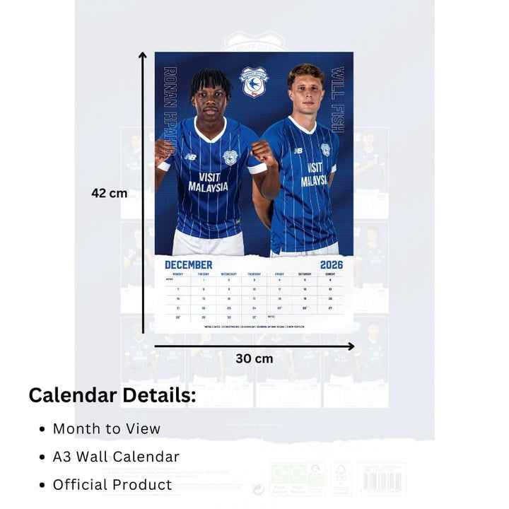 Cardiff City FC A3 2026 Calendar