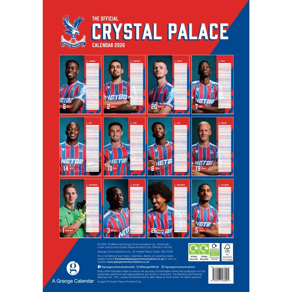 Crystal Palace FC A3 2026 Calendar