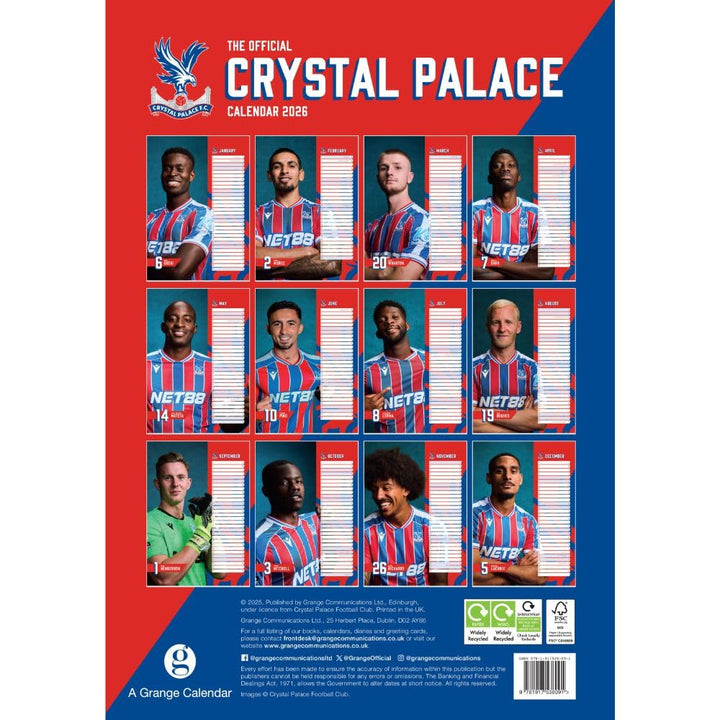 Crystal Palace FC A3 2026 Calendar